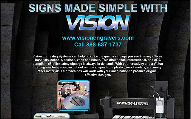 Preview of of Vision engravers email / print ad project.